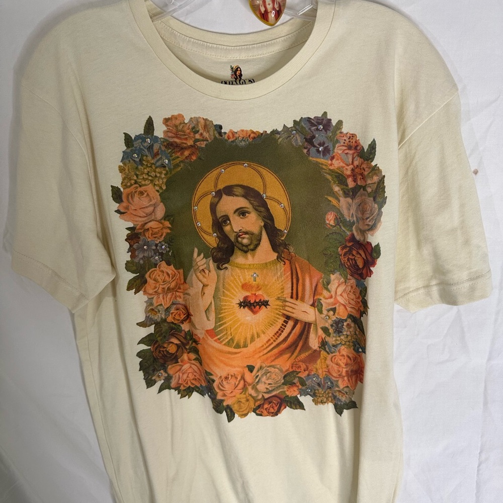 Religious Graphic Cream T-Shirt